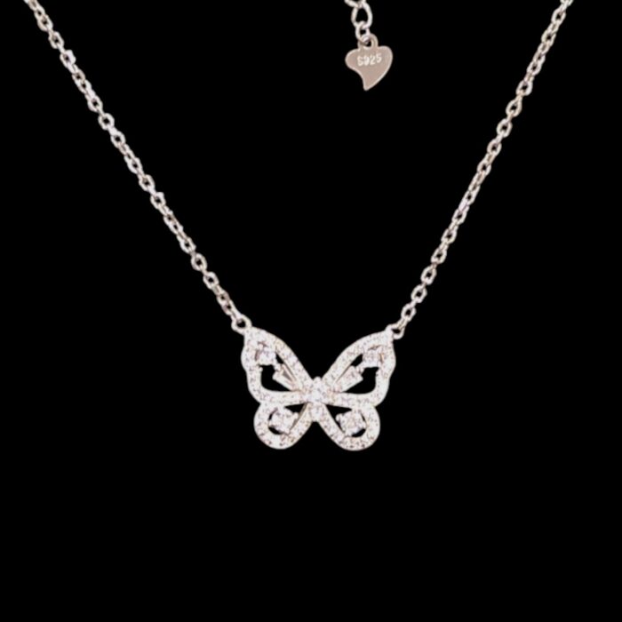 Pure Silver Butterfly Pendant with Chain | 925 Sterling Silver Necklace