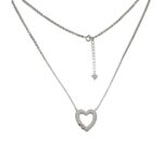 Pure Silver Open heart Pendant with Chain | 925 Sterling Silver Necklace