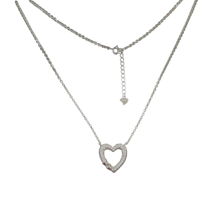 Pure Silver Open heart Pendant with Chain | 925 Sterling Silver Necklace
