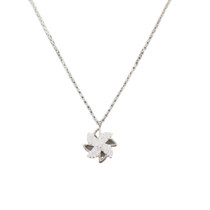925 stamped Pure Silver Pendant and Chain - Flower