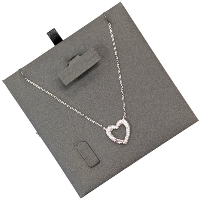 Pure Silver Open heart Pendant with Chain | 925 Sterling Silver Necklace