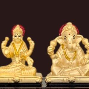 999 Pure silver Lakshmi Ganesh Idol - 24K Gold Plated