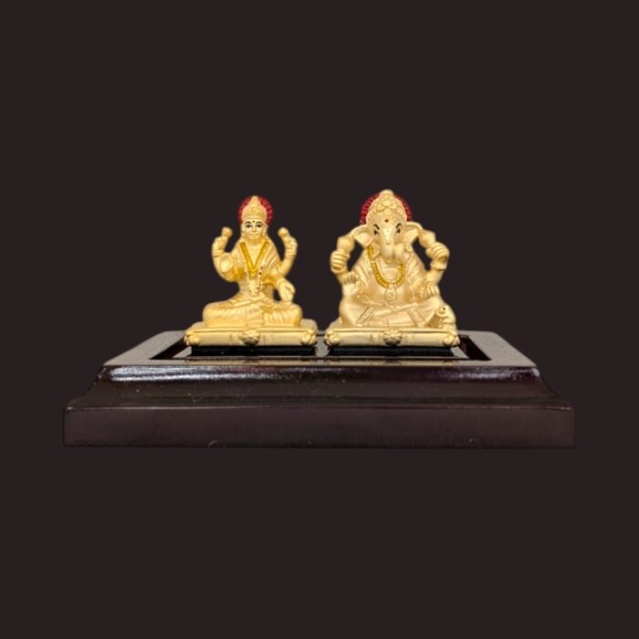 999 Pure silver Lakshmi Ganesh Idol - 24K Gold Plated
