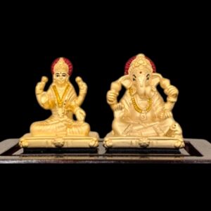 Pure silver Lakshmi Ganesh Idol with 24K Gold Plating