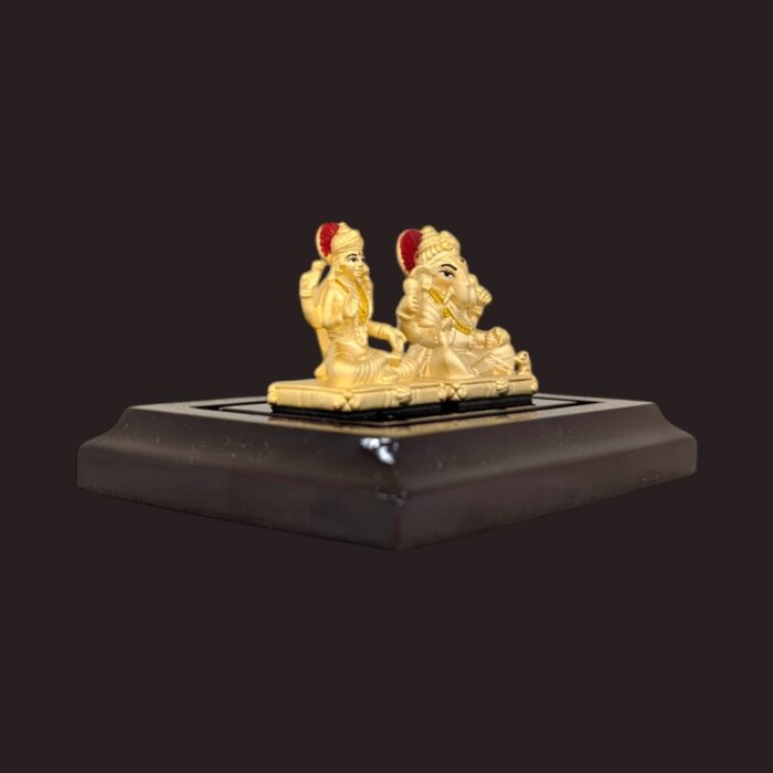 999 Pure silver Lakshmi Ganesh Idol - 24K Gold Plated
