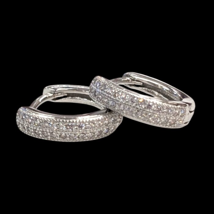 925 Sterling Silver Hoops with Zirconia Stones – 1.5cm | Ships in USA and Canada only