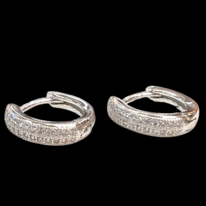 925 Sterling Silver Hoops with Zirconia Stones – 1.5cm | Ships in USA and Canada only