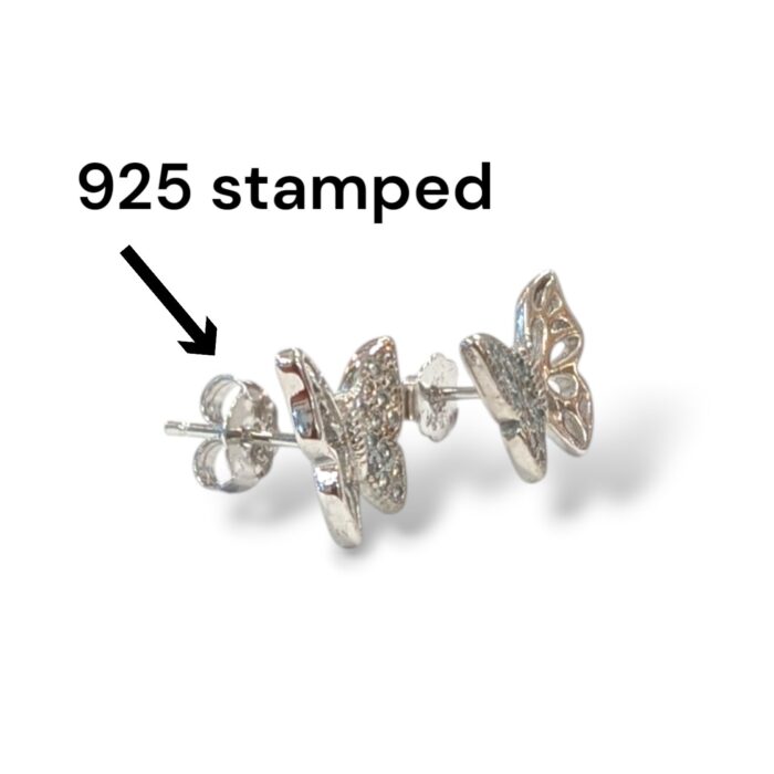 925 stamped sterling silver stud earrings - Butterfly