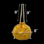 Designer Floral Potli Bag - Yellow - Image 2