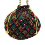 Designer Floral Potli Bag - Black - Image 2