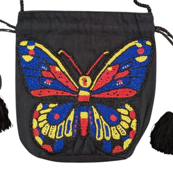 Beaded - Butterfly sling Bag - Black - Image 2