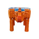 Hand Painted Elephant Wooden Stool Showpiece - Orange - Image 4