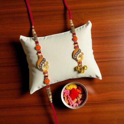 Bhai Bhabhi Rakhi set - traditional Indian sibling couple bracelet pair