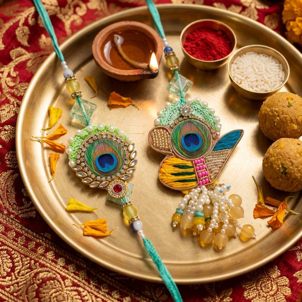 Bhaiya bhabhi rakhi set Elegant Stylish Bhai and Bhabhi Rakhi combo | Bhaiya Bhabhi Rakhi set - Image 1
