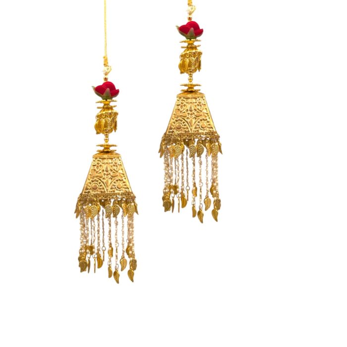 Pair of Golden Bridal Kaleera with small pearl strings