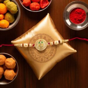 Send Rakhi to Canada : Ganesha Rakhi - Golden Oxidized