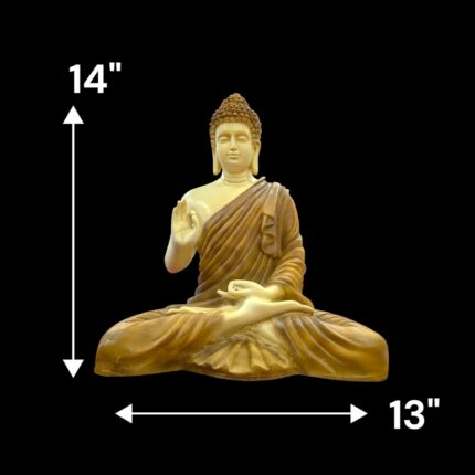Dimensions of Large Meditating Buddha Statue-14 inch | Tan Brown