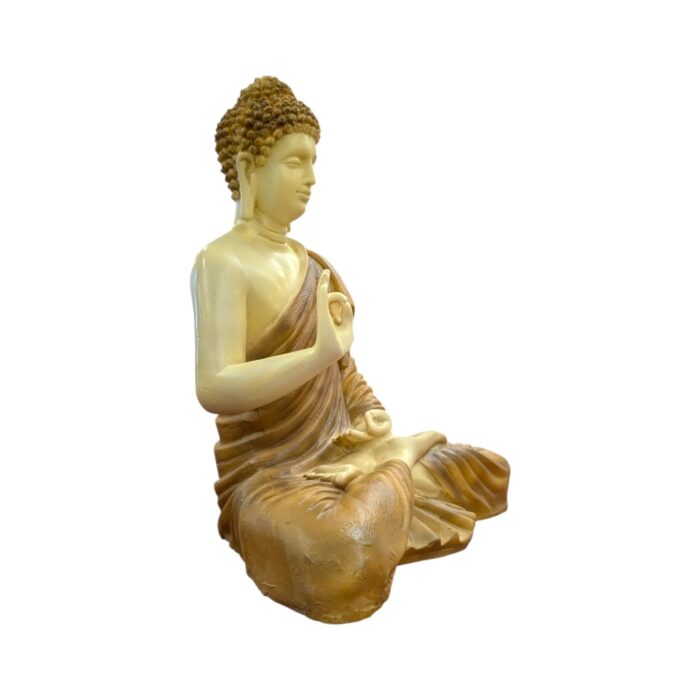 Side view of Large Meditating Buddha Statue-14 inch | Tan Brown