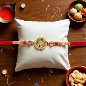 Send Rakhi to US : Premium Navratan Rakhi - AD Stone