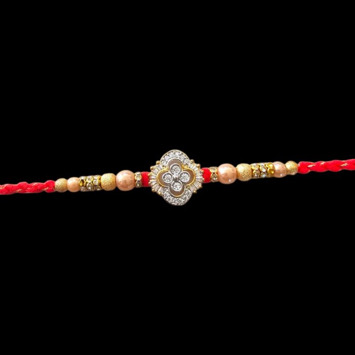 Close up of the premium designer rakhi with quick shipping within Canada and USA