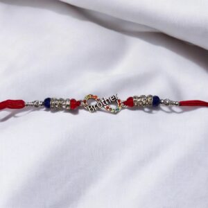 Silver oxidized Rakhi with chocolate hamper for quick shipping in Usa and Canada