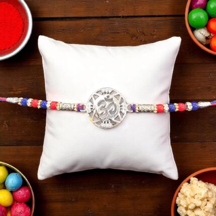 Pure Silver Rakhi - Sterling Silver Om Rakhi | Chandi ki Rakhi in Canada