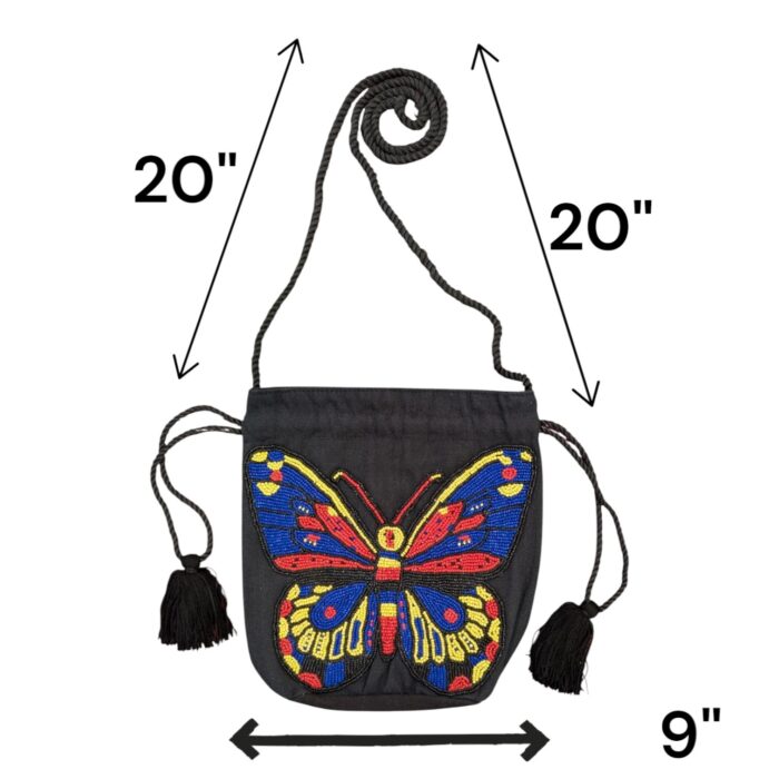 Black beaded butterfly handbag for casual and party wear