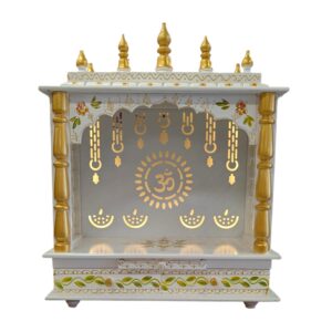 White with Gold - Home Temple made with Hard wood | Ships in Canada / US