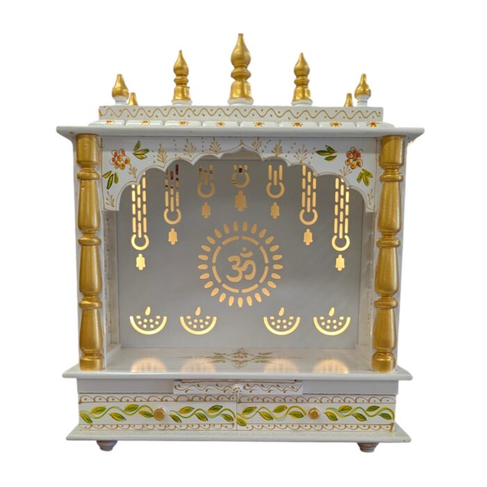 White with Gold - Home Temple made with Hard wood | Ships in Canada / US
