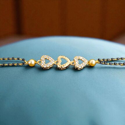 Stylish slim Mangalsutra Bracelet - Heart Pendants | Gift for her