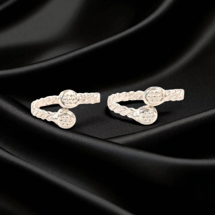 Pair of Pure Silver Toe Rings | Adjustable Toe rings - Image 1