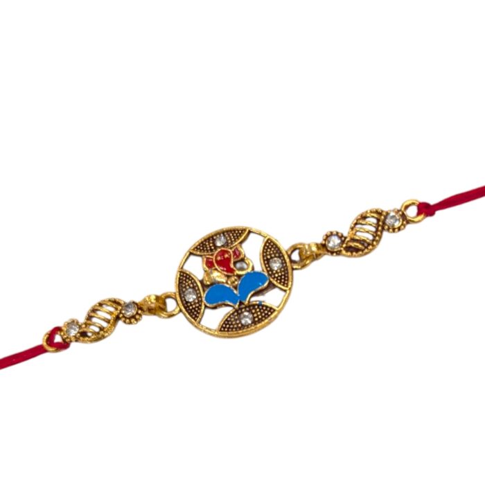 Graceful Ganesh Rakhi - Golden Oxidized