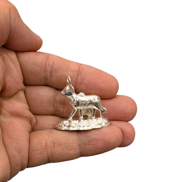 Pure Silver Mini Kamdhenu Cow and Calf | 925 Sterling Silver - Image 2