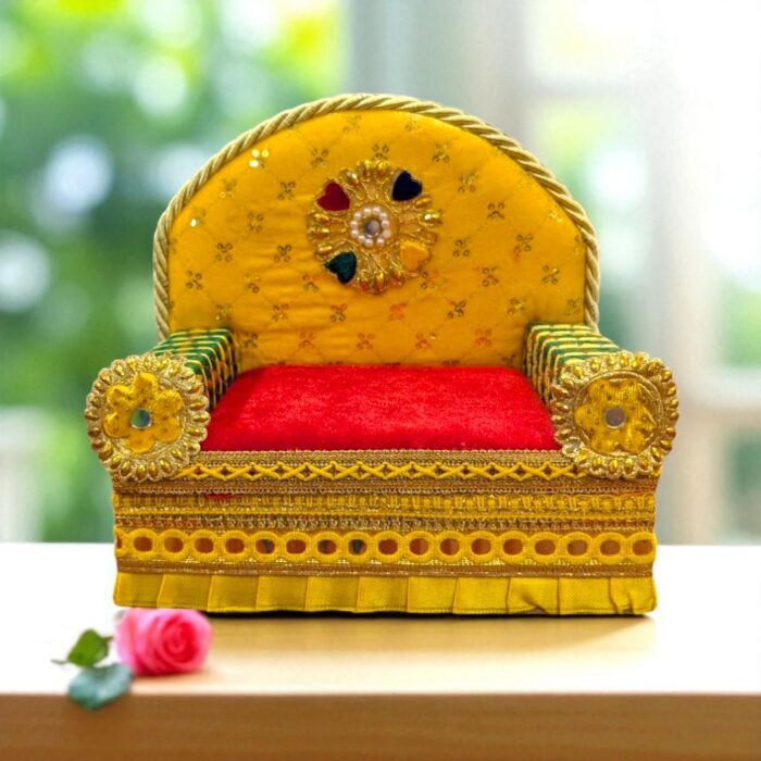 Sofa Singhasan - Yellow - Large with Box | Laddu Gopal Singhasan - Image 1