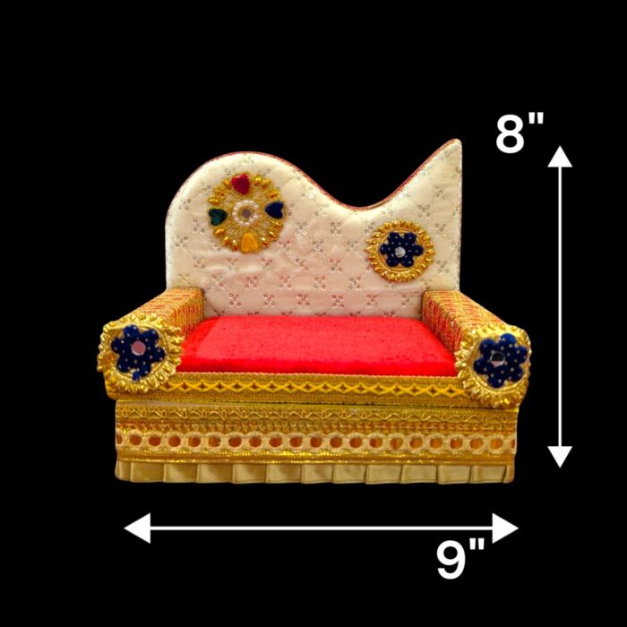 Sofa Singhasan - White - Large with Box | Laddu Gopal Singhasan - Image 6