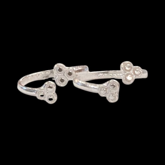 Close up of Silver Toe Rings
