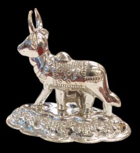 Pure Silver Kamdhenu Cow and Calf- 4 cm | 925 Sterling Silver