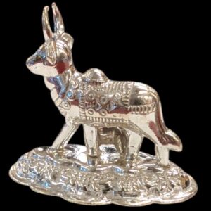 Pure Silver Kamdhenu Cow and Calf- 4 cm | 925 Sterling Silver