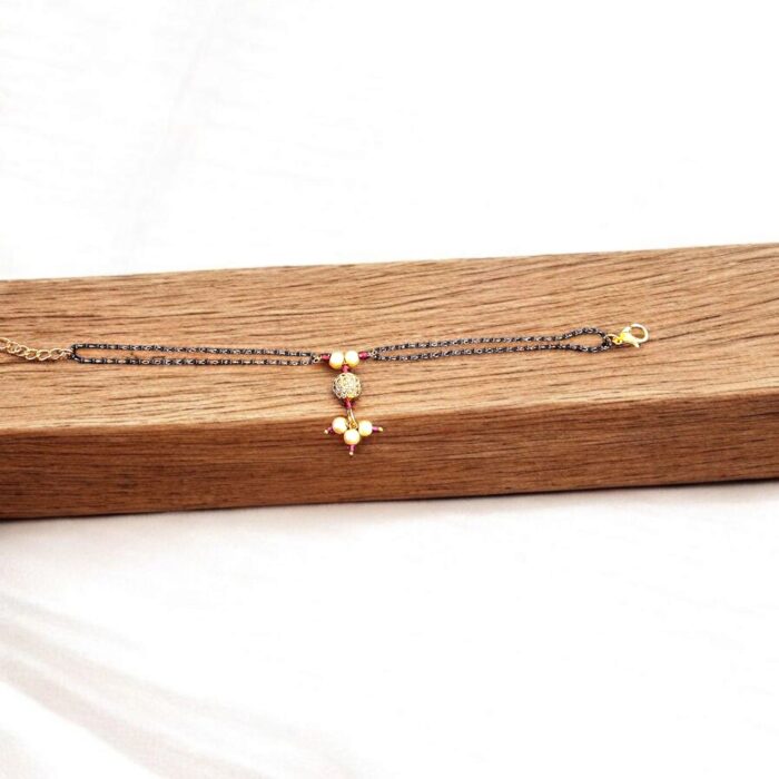 Stylish slim Mangalsutra Bracelet - Heart Pendants | Gift for her Stylish slim Mangalsutra Bracelet Style | Gift for her