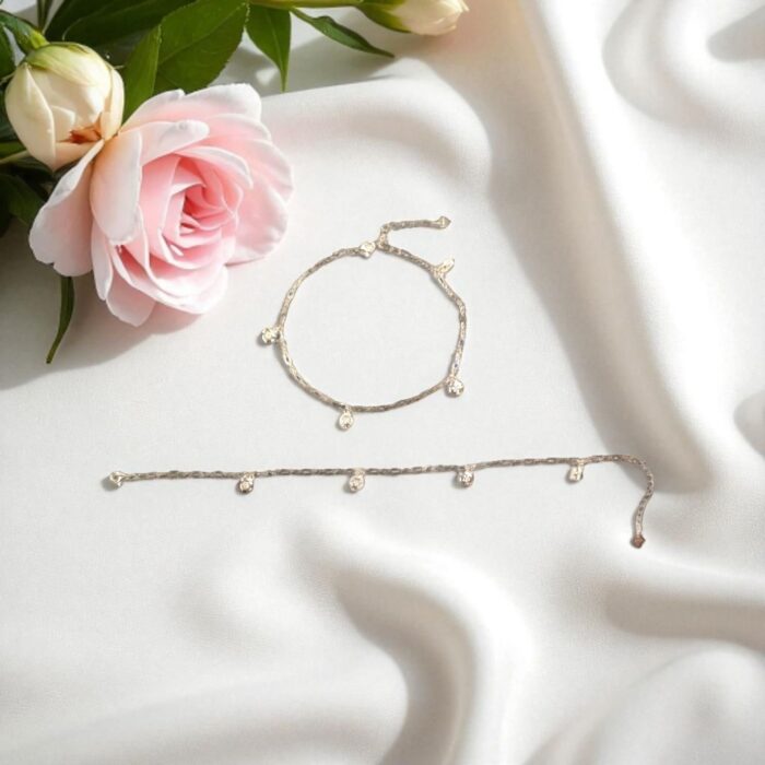 Pair of Pure Silver Anklet - 9 inch | Pure silver ankle bracelet - Image 1