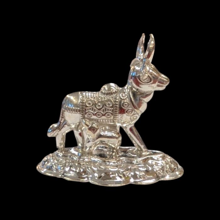 Pure Silver Mini Kamdhenu Cow and Calf | 925 Sterling Silver - Image 3