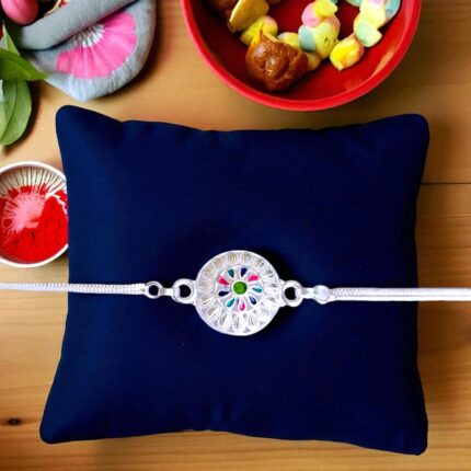 Best way to send Rakhi to Canada/US from India : Silver plated Rakhi