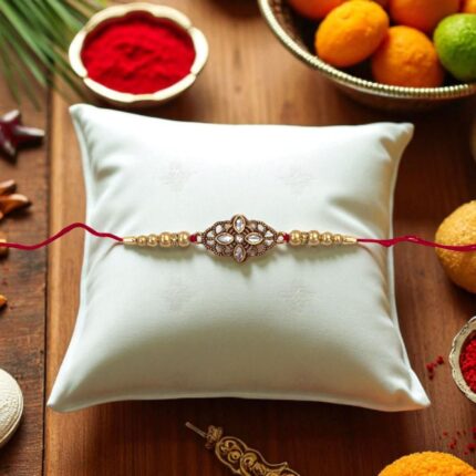 Stylish Golden Oxidized kundan rakhi