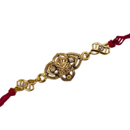 Stylish Kundan Rakhi Golden Oxidized