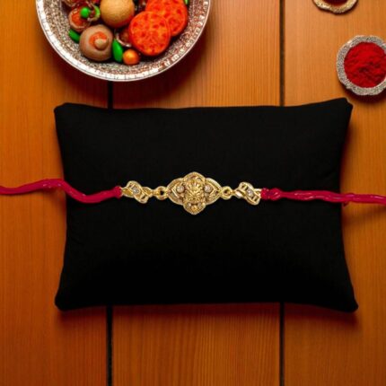 Stylish Kundan Rakhi Golden Oxidized