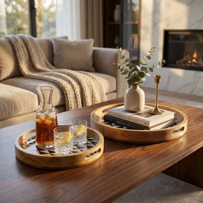 Premium handcrafted mango wood serving tray with glossy finish