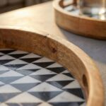 Close up of the high gloss finish on this hardwood serving tray