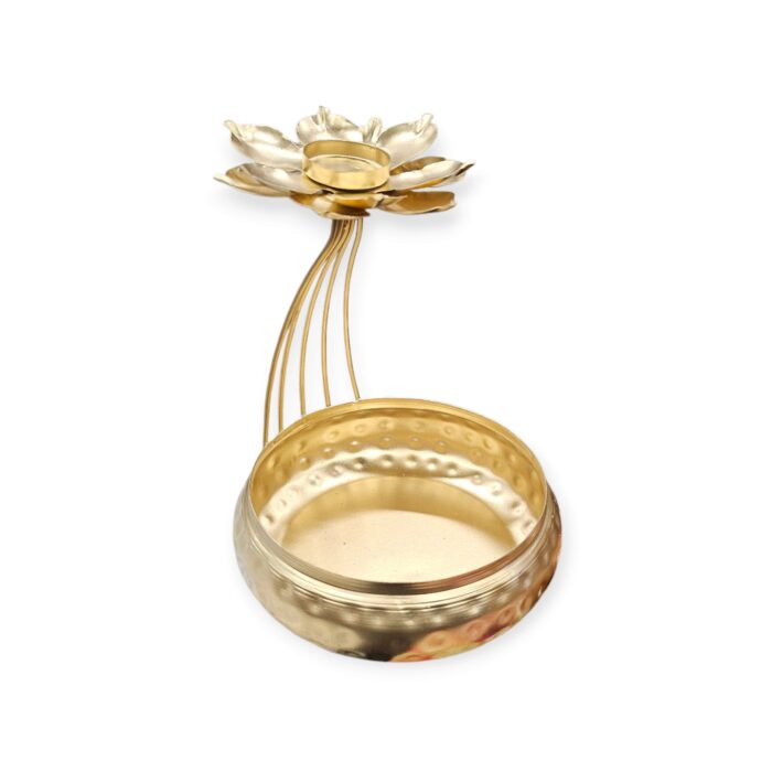 Side profile view of Golden urli bowl