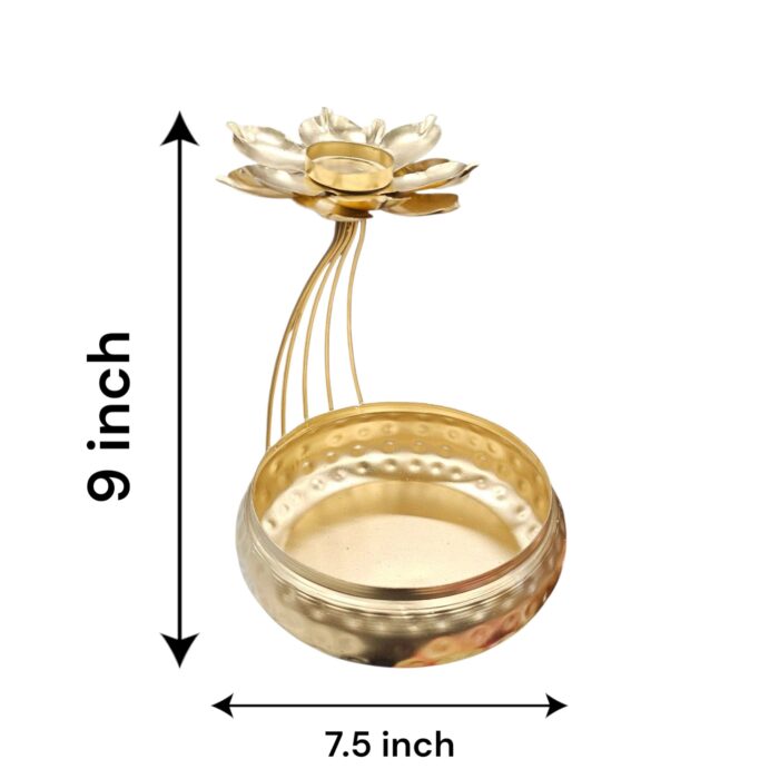 Dimensions of the Lotus Diya with urli bowl for Diwali Decorations