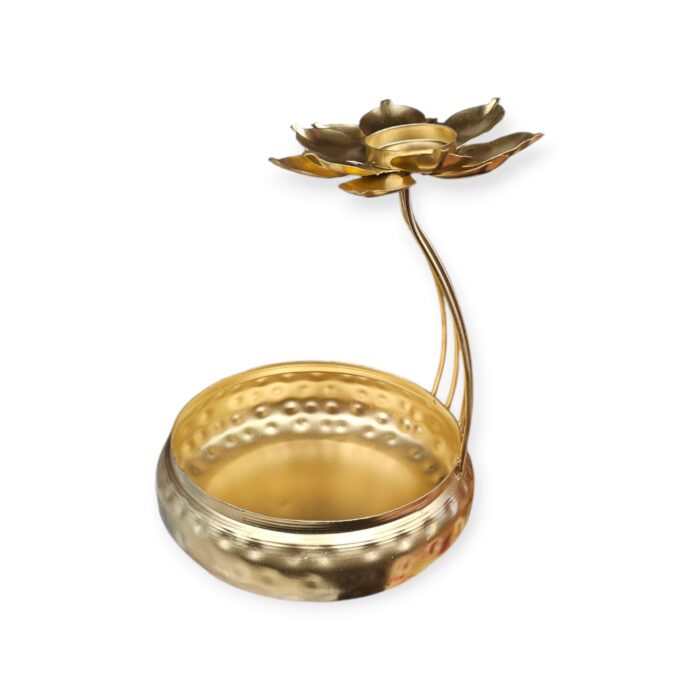 Side profile view of Golden urli bowl